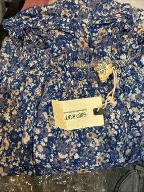 Good Hart Blue Floral Sheer Blouse